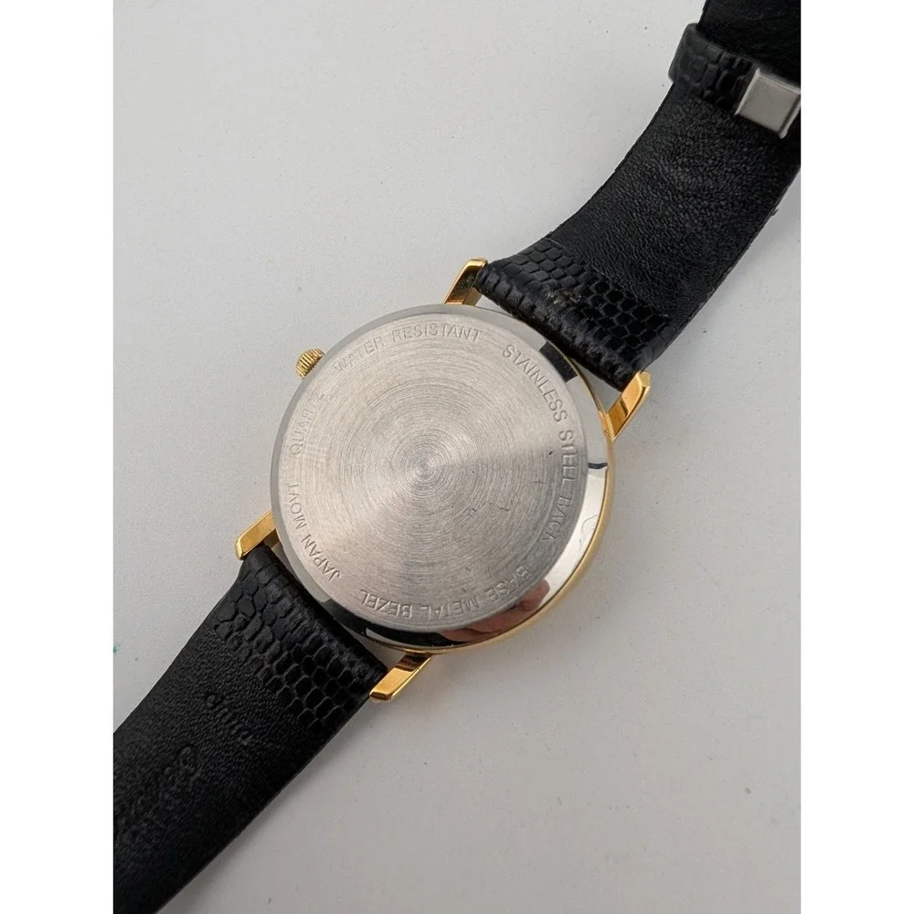 Prudential Watch Men 33mm Gold Case Black Leather Band- New Battery‎